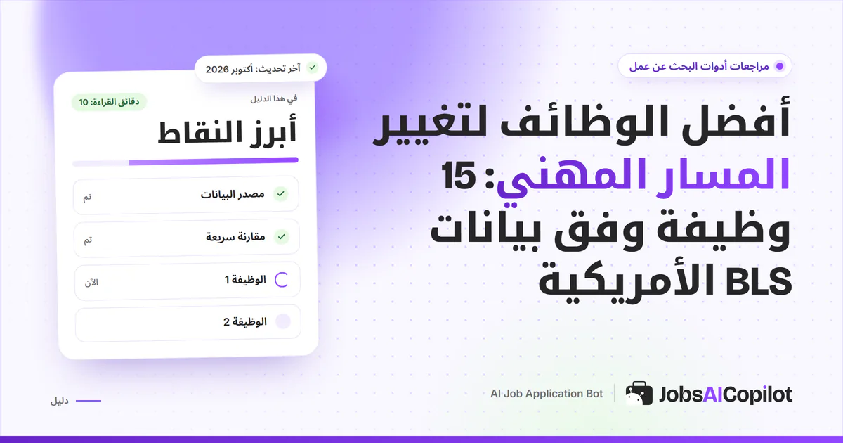 غلاف دليل يقارن أفضل الوظائف لتغيير المسار المهني حسب الأجر الوسيط في أمريكا وآفاق النمو ومدة التدريب