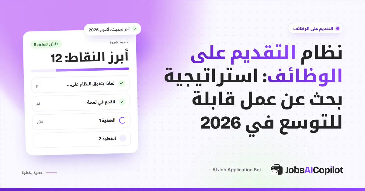 غلاف نظام التقديم على الوظائف: قمع أسبوعي بتقييم الملاءمة وحدود التقديم والحصص ومتابعة الطلبات والمراجعة