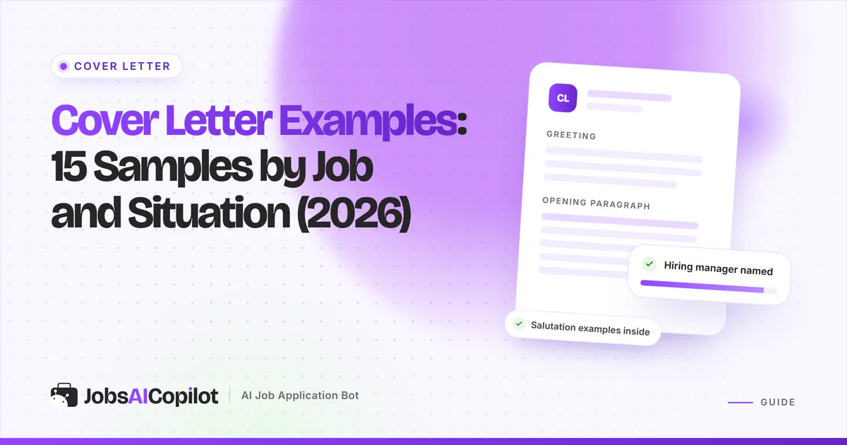 Cover letter examples: sample letters for a nurse, teacher, intern and career changer on a violet JobsAICopilot cover