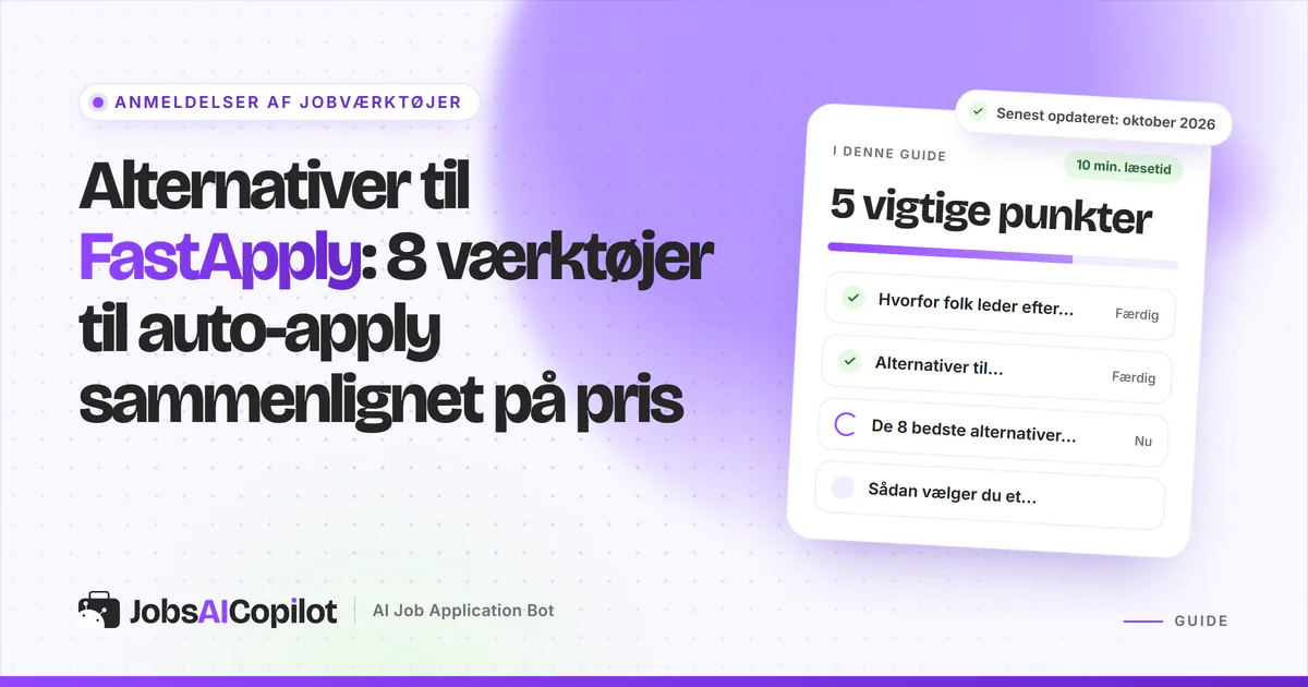 Alternativer til FastApply 2026: otte værktøjer til auto-apply sammenlignet på pris, daglige grænser og gennemsynstrin