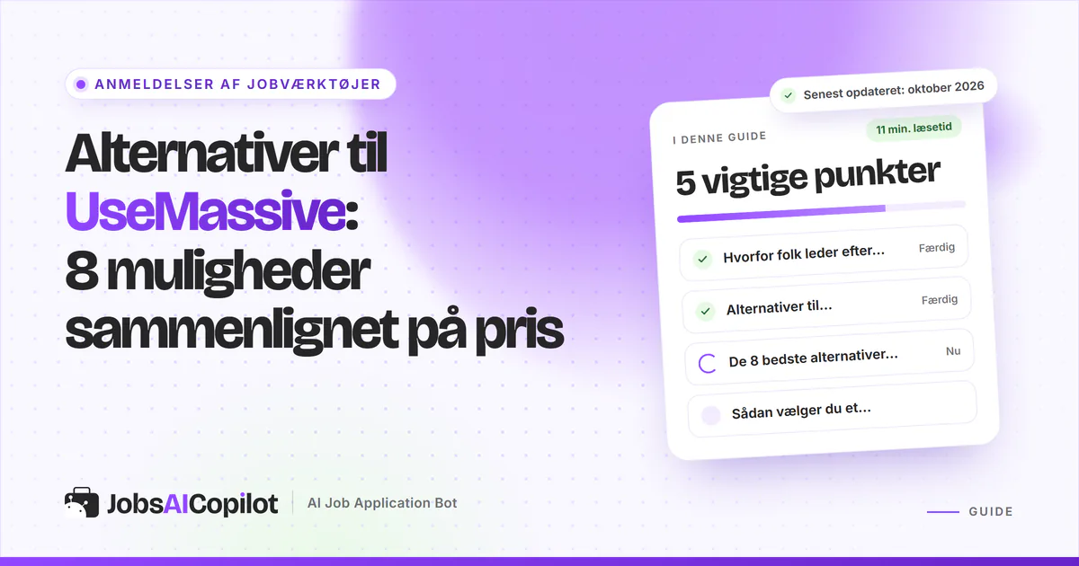 Alternativer til UseMassive 2026: otte AI-værktøjer til jobansøgninger sammenlignet på pris og godkendelse