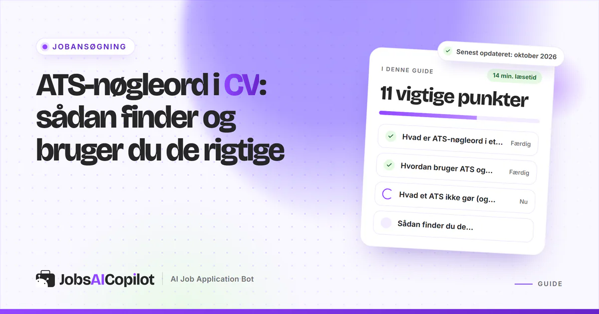 Jobopslag med gentagne kompetencer fremhævet og matchet med afsnittet om kompetencer i et CV