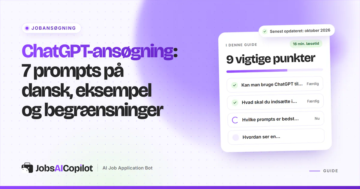 ChatGPT-ansøgning: et udkast, hvor floskler er streget over og rettet, på en lilla JobsAICopilot-forside