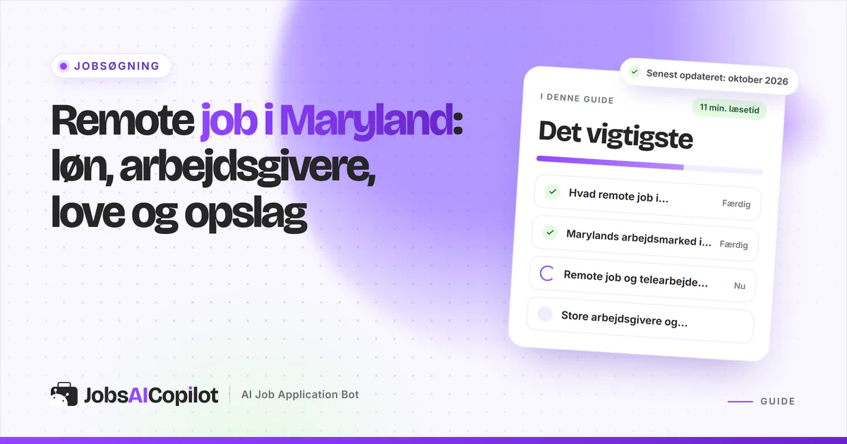 Remote job i Maryland: jobradar med stillingerne cybersikkerhedsanalytiker og kundeservice på en JobsAICopilot-forside