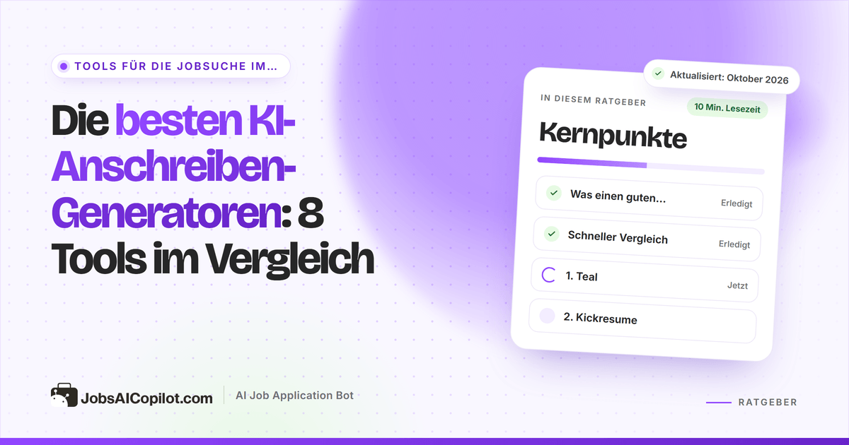 Acht KI-Anschreiben-Generatoren im Vergleich nach Gratis-Tarif, Preis und Anpassung an die Stellenbeschreibung