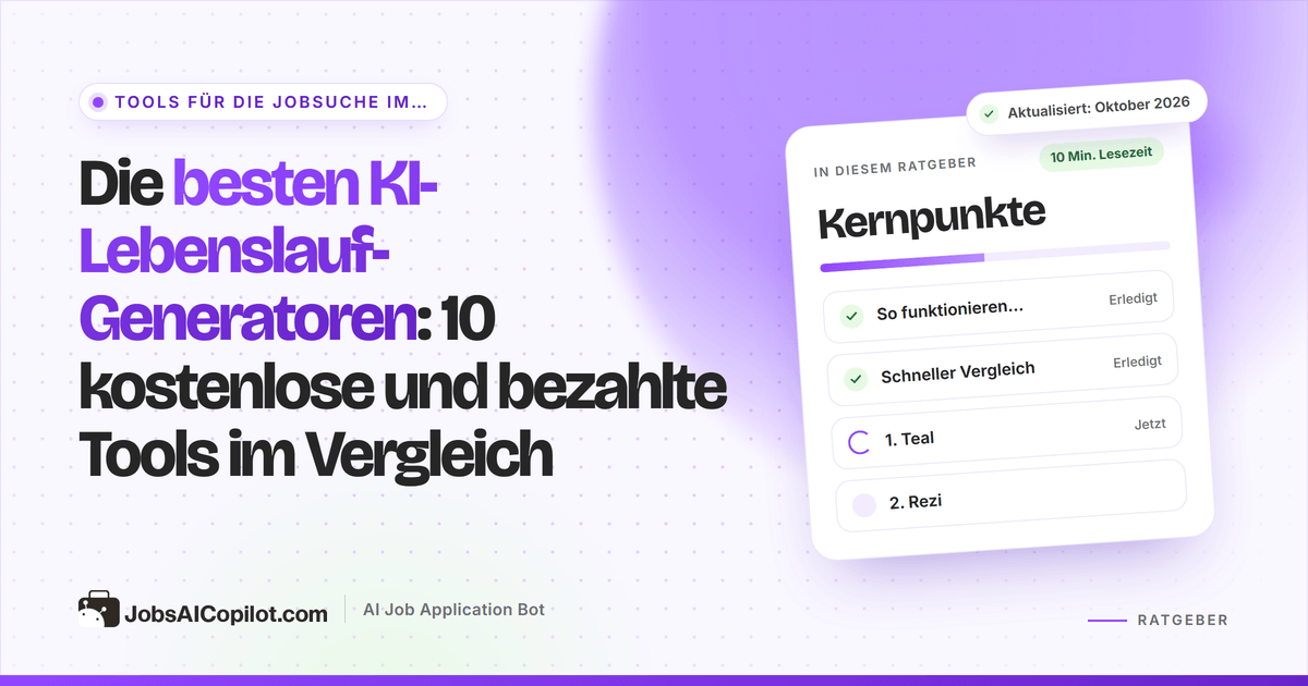 Vergleich von zehn KI-Lebenslauf-Generatoren und ATS-Checkern mit Gratis-Tarifen und Einstiegspreisen 2026