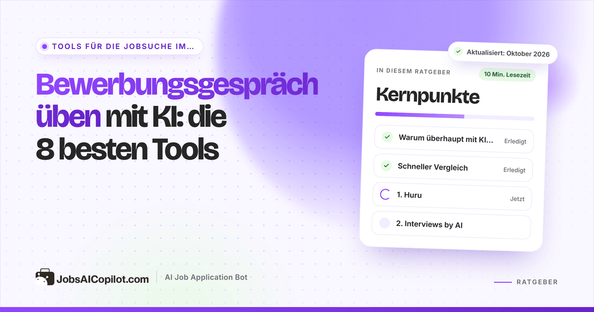 Acht KI-Tools zum Üben von Bewerbungsgesprächen im Vergleich, mit Feedback-Ansichten, Gratis-Tarifen und Einstiegspreisen