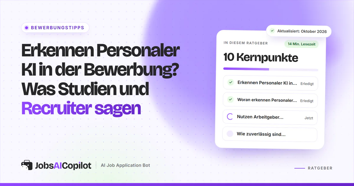 Erkennen Personaler KI in der Bewerbung: Anschreiben und Lebenslauf unter der Lupe auf einem violetten Titelbild