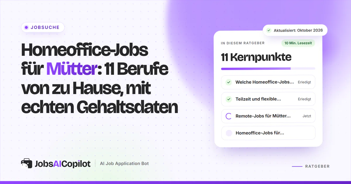 Titelbild Homeoffice-Jobs für Mütter: Laptop und Notizbuch auf einem Küchentisch, Cover von JobsAICopilot