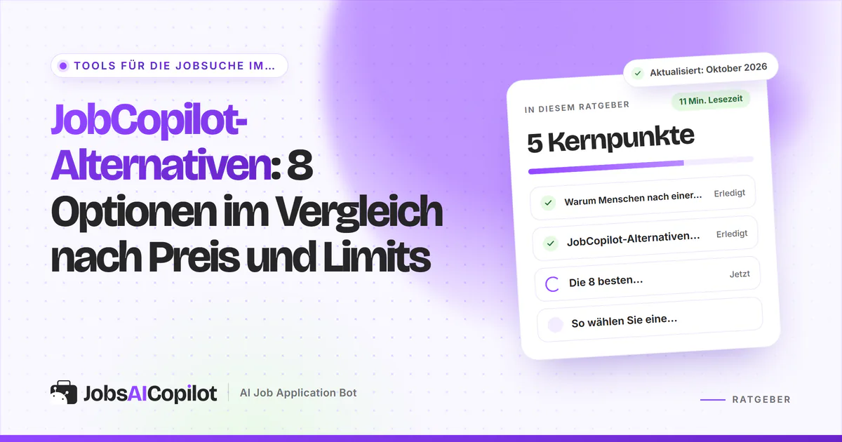 JobCopilot-Alternativen 2026: acht Tools zum automatischen Bewerben im Vergleich nach Preis, Tageslimits und Gratis-Tarifen
