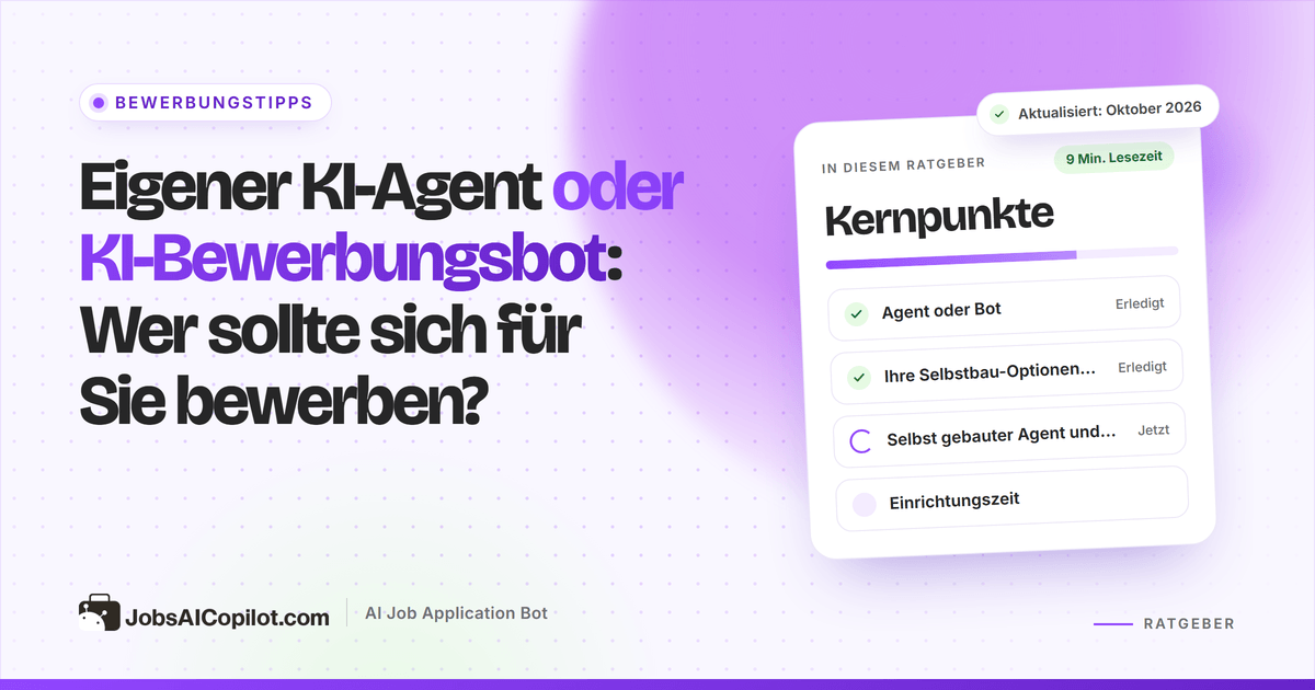 Geteilter Bildschirm: Workflow eines selbst gebauten KI-Agenten neben dem Dashboard eines spezialisierten KI-Bewerbungsbots