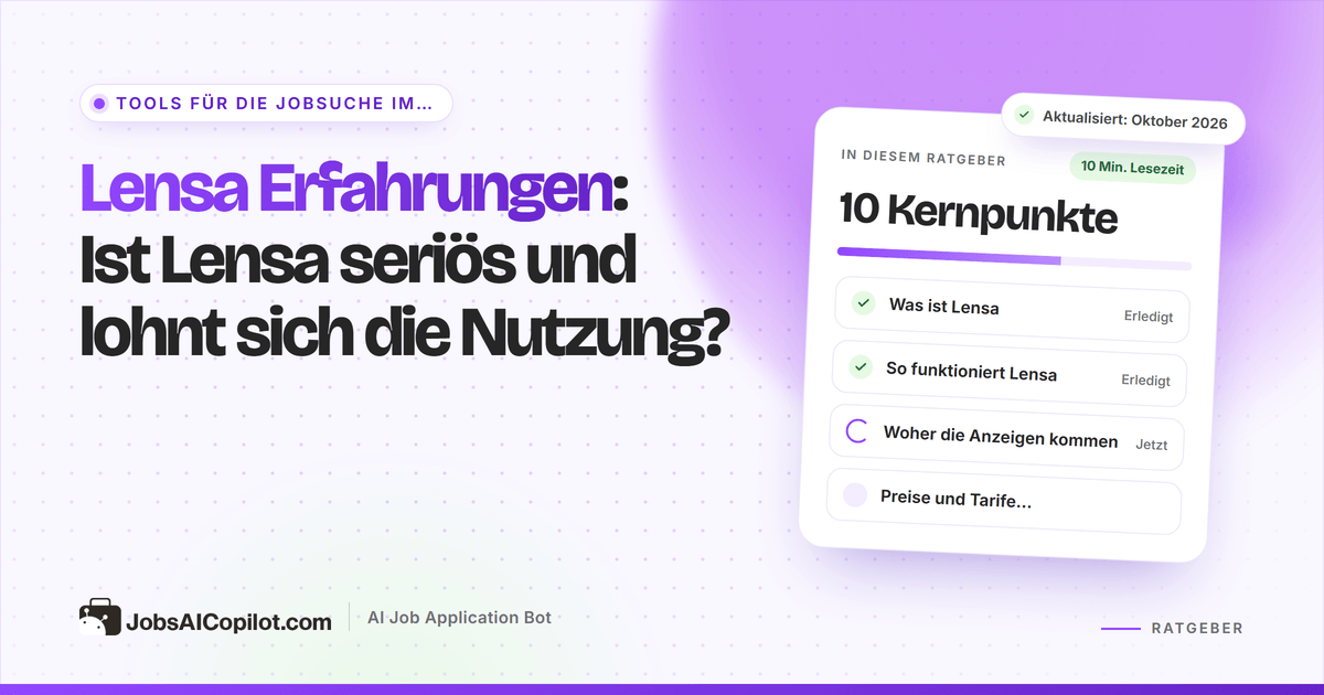 Lensa Erfahrungen 2026: wie die kostenlose Jobsuchmaschine Lensa funktioniert, Vor- und Nachteile und Alternativen