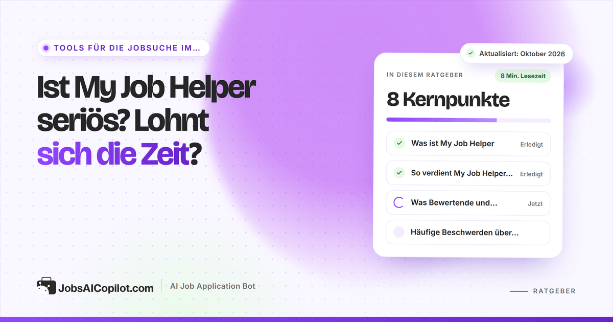 Ist My Job Helper seriös? Test von MyJobHelper.com, seinen E-Mail-Alerts und dem Umgang mit Daten