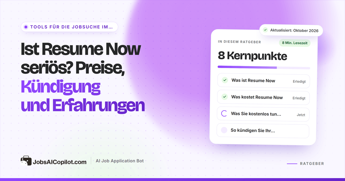 Ist Resume Now seriös? Test der Preise, der Kündigung und der Nutzerbewertungen von Resume Now