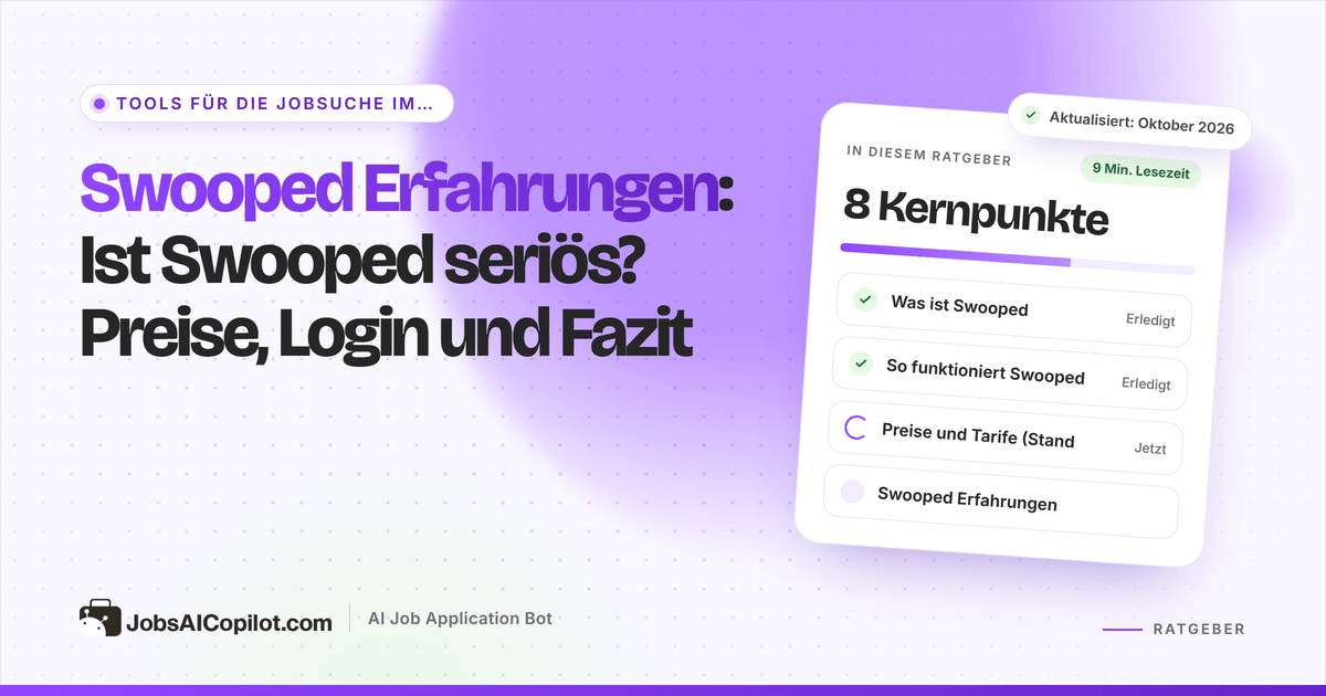 Swooped Erfahrungen: Titelkarte mit der Frage „Ist Swooped seriös?“ und einer Checkliste zu Preisen, Login und Fazit