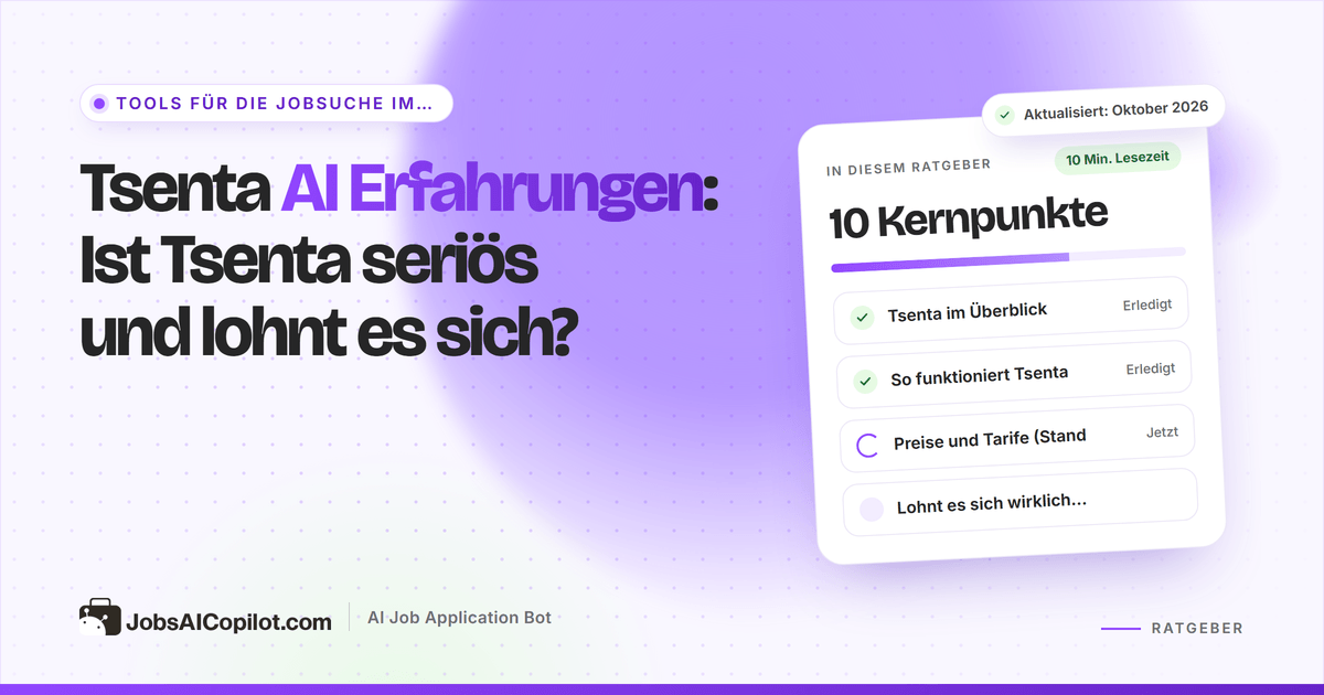 Tsenta AI Erfahrungen 2026: wie der Auto-Apply-Agent funktioniert, was er kostet und für wen er sich eignet