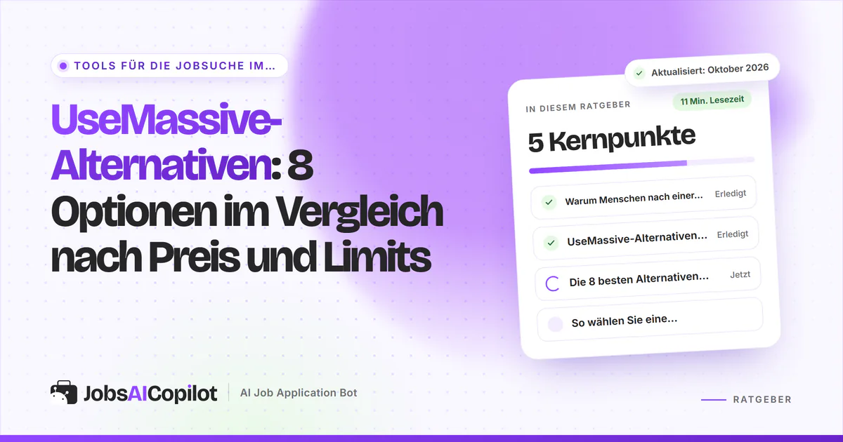 UseMassive-Alternativen 2026: acht KI-Tools für Bewerbungen im Vergleich nach Preis und Prüfoptionen