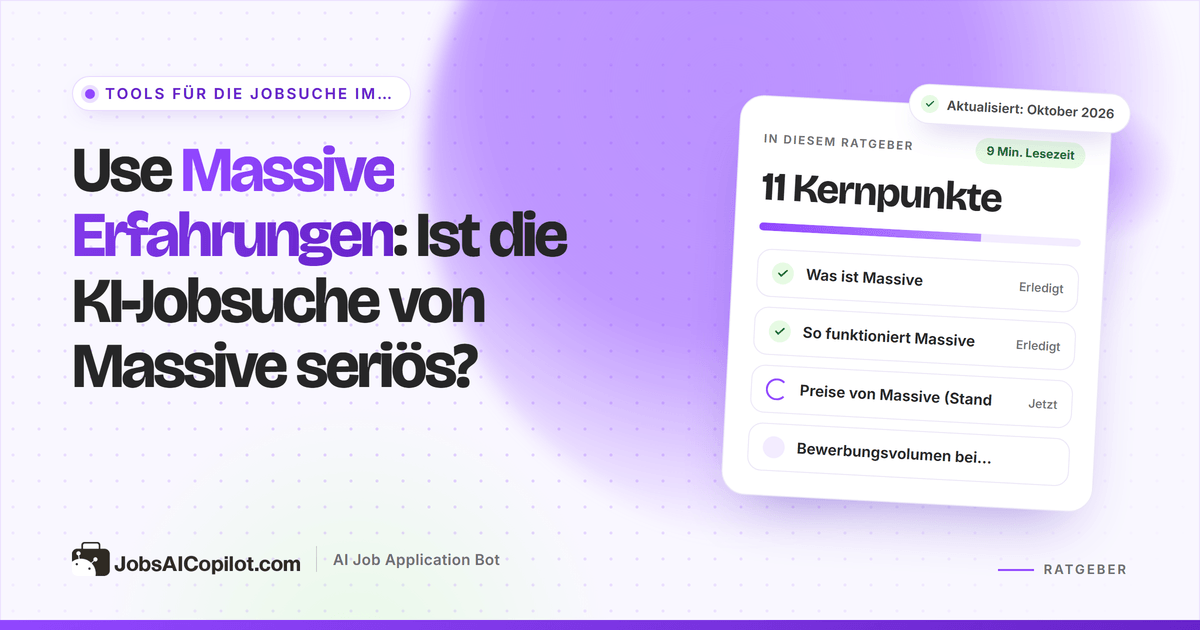 Use Massive Erfahrungen 2026: wie der KI-Bewerbungsservice von Massive funktioniert, was er kostet und was Nutzende berichten