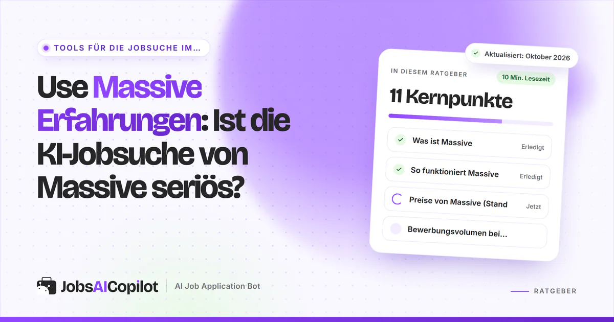 Use Massive Erfahrungen 2026: wie der KI-Bewerbungsservice von Massive funktioniert, was er kostet und was Nutzende berichten