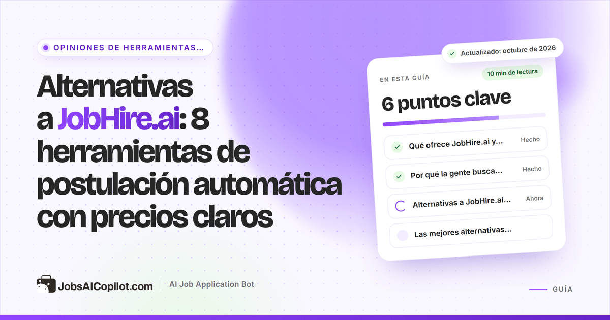 Alternativas a JobHire.ai comparadas por precio, reembolsos y límites de postulación automática