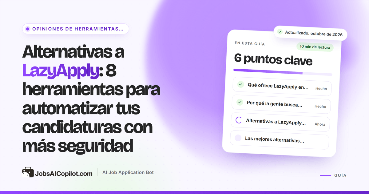 Alternativas a LazyApply comparadas por precio, límite diario de candidaturas y control de aprobación