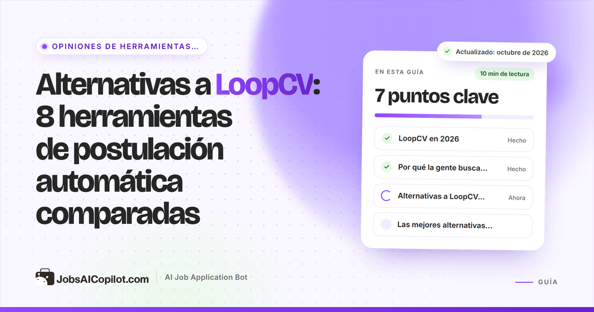 Alternativas a LoopCV comparadas por precio, cuotas de candidaturas y control de aprobación