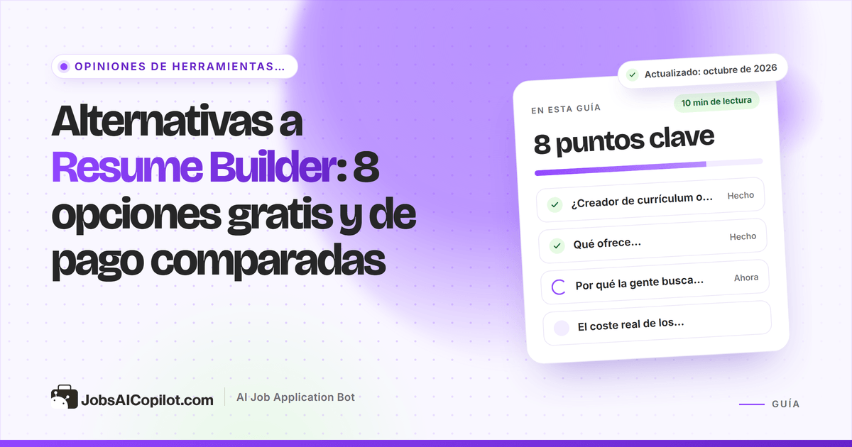 Alternativas a Resume Builder: creadores de currículum gratis y de pago comparados por precio y renovación