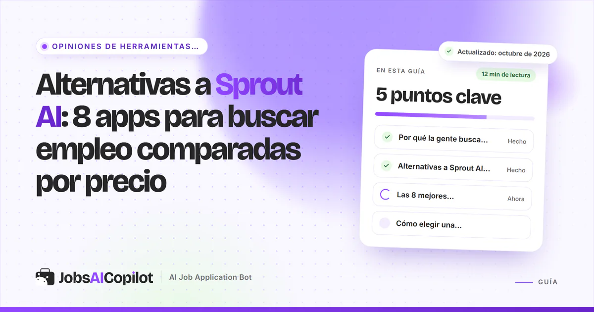 Alternativas a Sprout AI: ocho herramientas para postular a trabajos comparadas por precio por candidatura