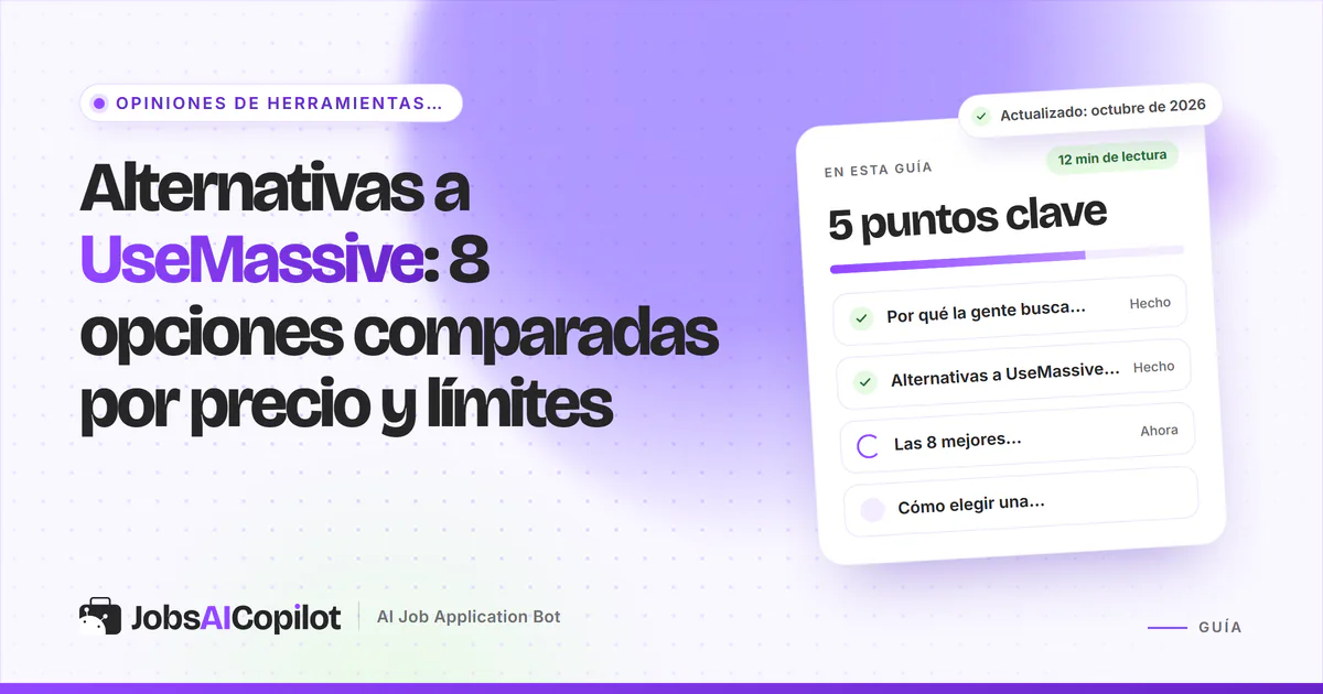 Alternativas a UseMassive en 2026: ocho herramientas de IA para postular comparadas por precio y control de aprobación