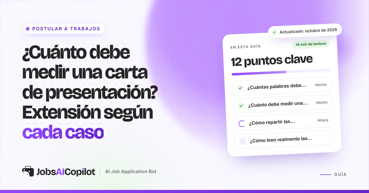 Cuánto debe medir una carta de presentación: carta de una página con la marca de 250 a 400 palabras en portada violeta