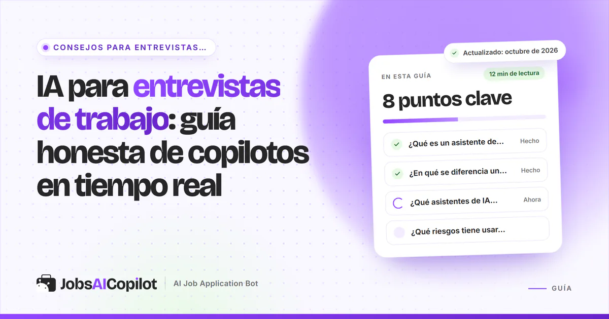 Candidata en una videoentrevista sopesando un copiloto de IA en directo frente a practicar con entrevistas simuladas