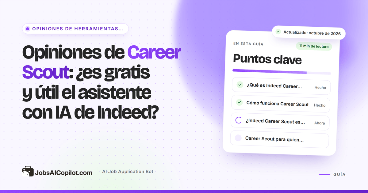Opiniones de Indeed Career Scout 2026: qué hace el asistente de carrera gratuito con IA, sus límites y alternativas