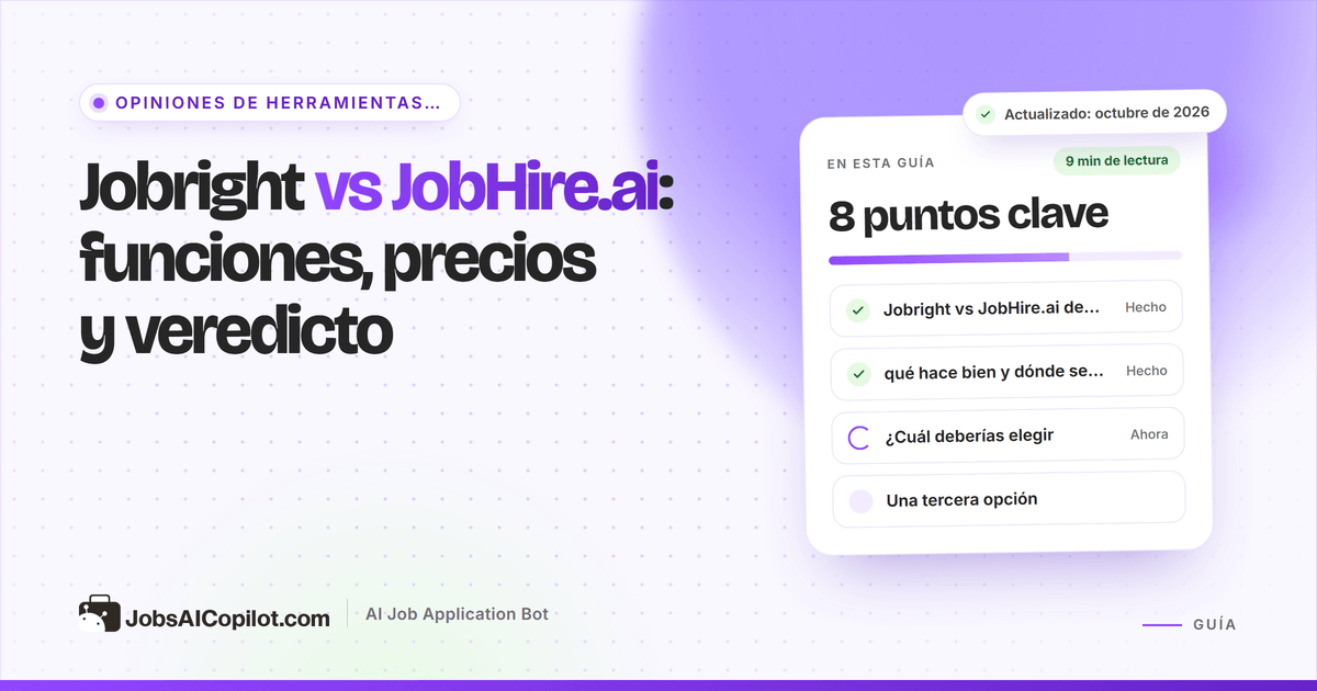 Comparativa de Jobright y JobHire.ai por funciones, precios y condiciones de reembolso
