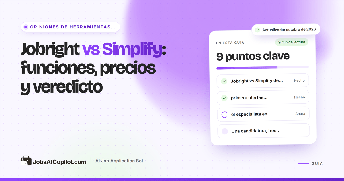 Comparativa de Jobright y Simplify: autocompletado, postulación automática y precios