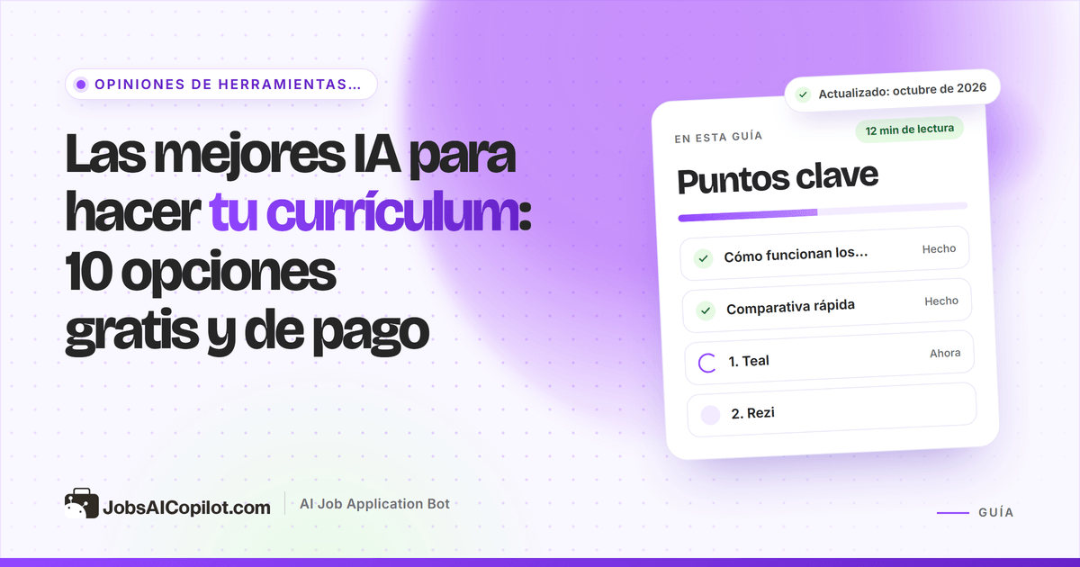 Comparativa de diez creadores de currículum con IA y analizadores ATS, con sus planes gratuitos y precios de partida en 2026