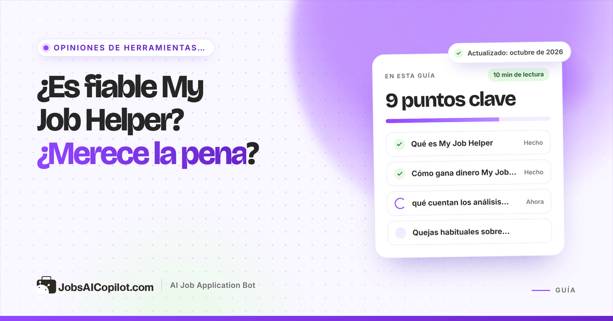 ¿Es fiable My Job Helper? Análisis de MyJobHelper.com, sus alertas por correo y su uso de los datos