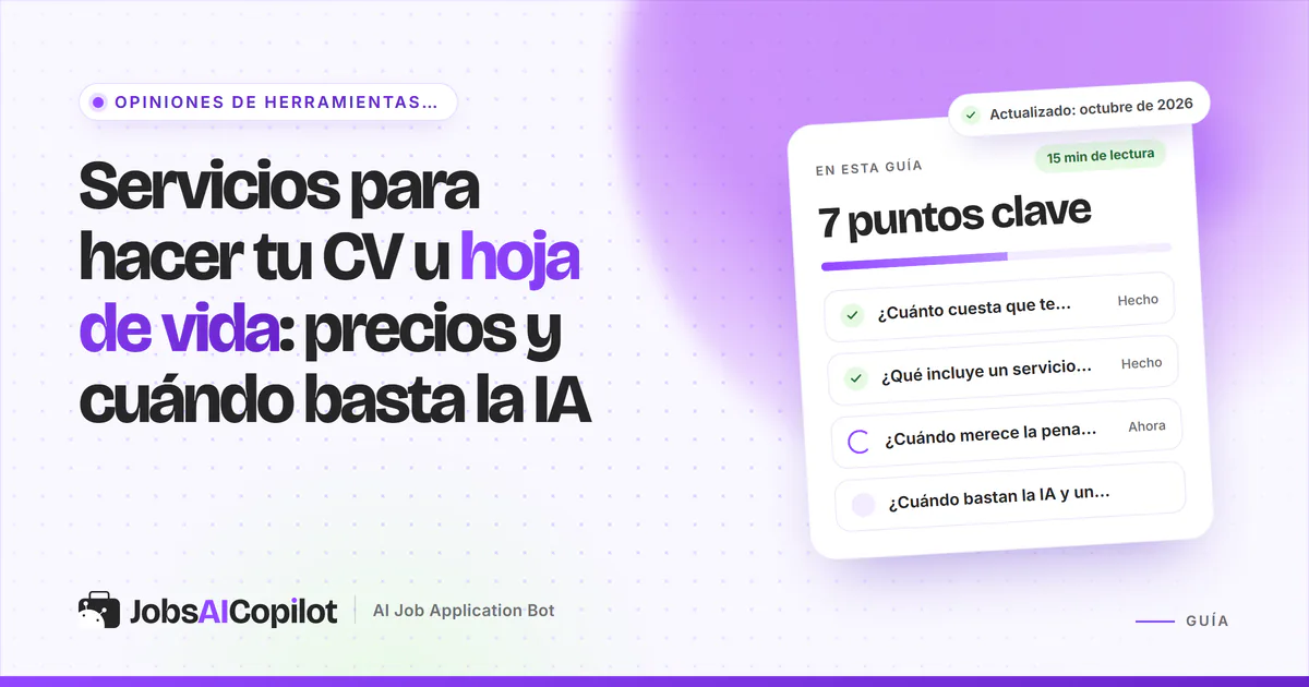 Tarjetas de precio de un redactor de CV y de una IA para el currículum, una junto a otra, en una portada violeta