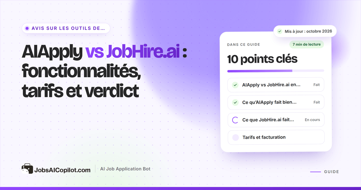 Comparatif AIApply vs JobHire.ai : fonctionnalités, tarifs et limites des deux outils de candidature automatique
