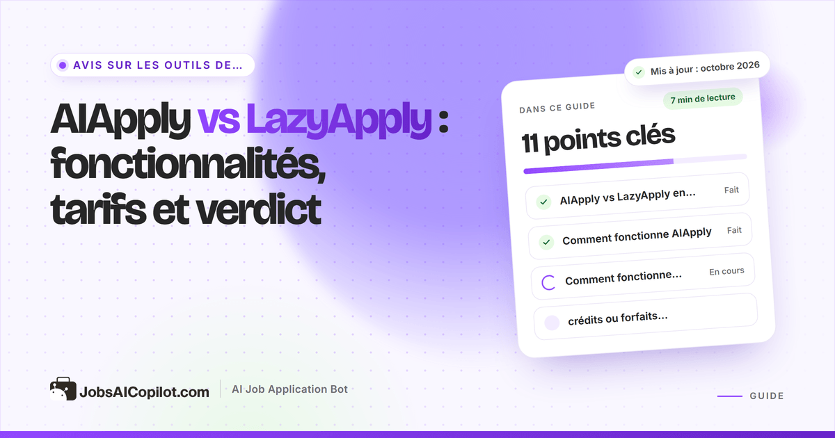 Comparatif AIApply vs LazyApply : fonctions de candidature automatique, tarifs et limites quotidiennes