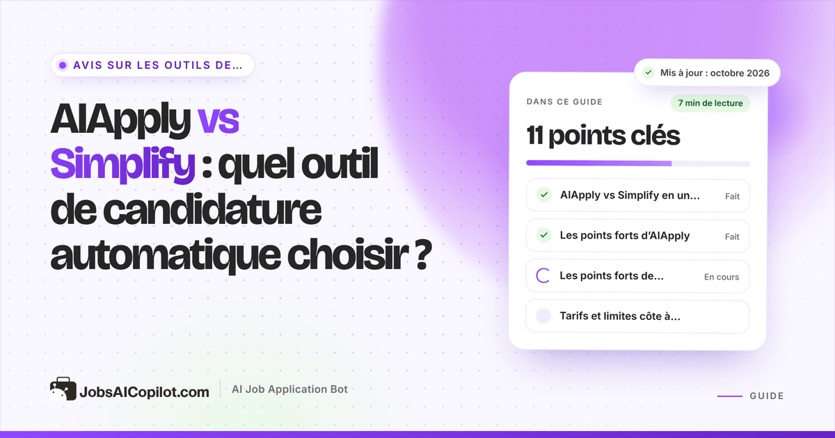 Comparatif AIApply vs Simplify : candidature automatique, remplissage automatique des formulaires et tarifs