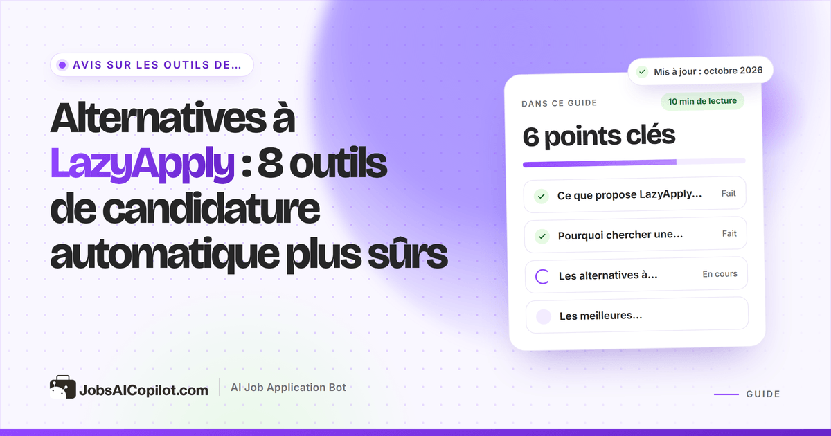 Alternatives à LazyApply comparées : prix, plafonds de candidatures par jour et options de validation