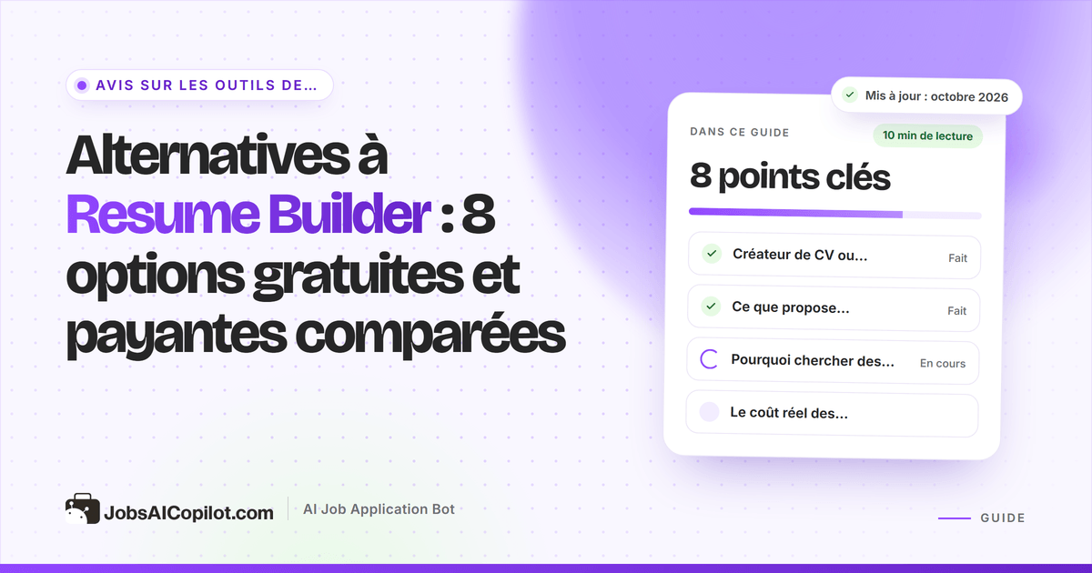 Alternatives à Resume Builder : créateurs de CV gratuits et payants comparés sur le prix et le renouvellement
