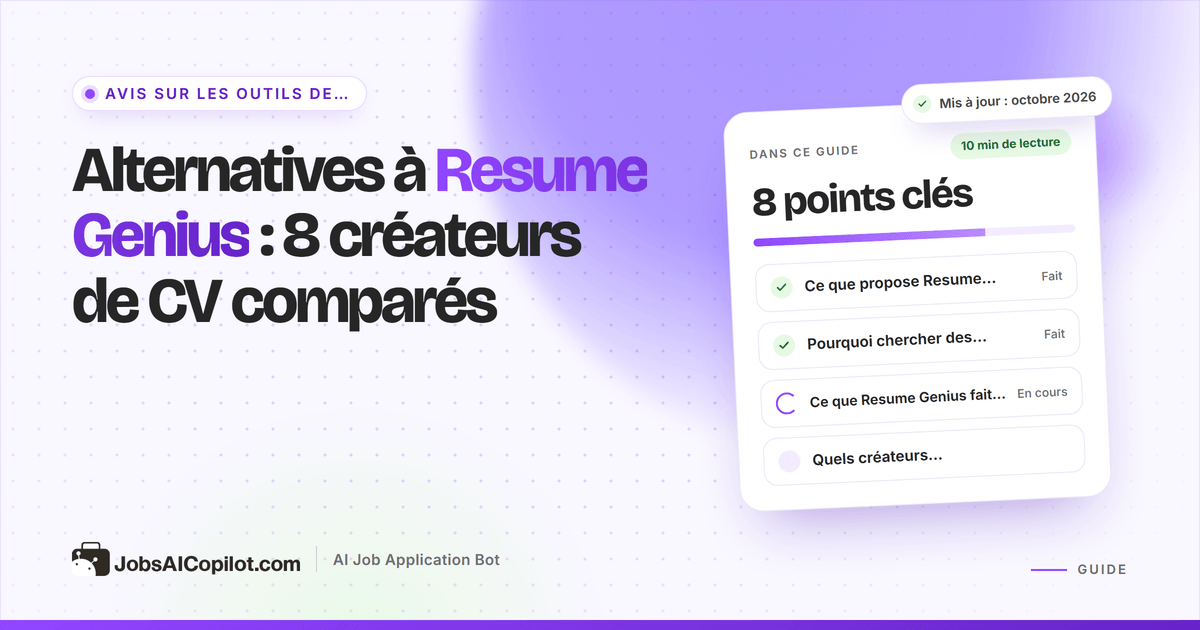 Alternatives à Resume Genius : créateurs de CV gratuits et payants comparés sur le prix et les téléchargements
