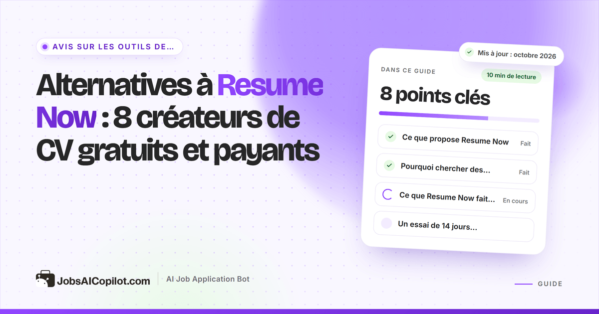Alternatives à Resume Now : créateurs de CV gratuits et payants comparés sur le prix et le renouvellement