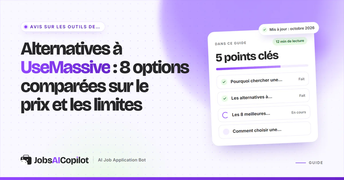 Alternatives à UseMassive en 2026 : huit outils de candidature IA comparés sur le prix et la validation avant l’envoi
