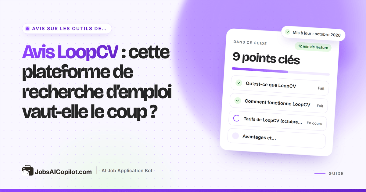 Avis LoopCV 2026 : fonctionnement des boucles de recherche, des e-mails aux recruteurs et des forfaits