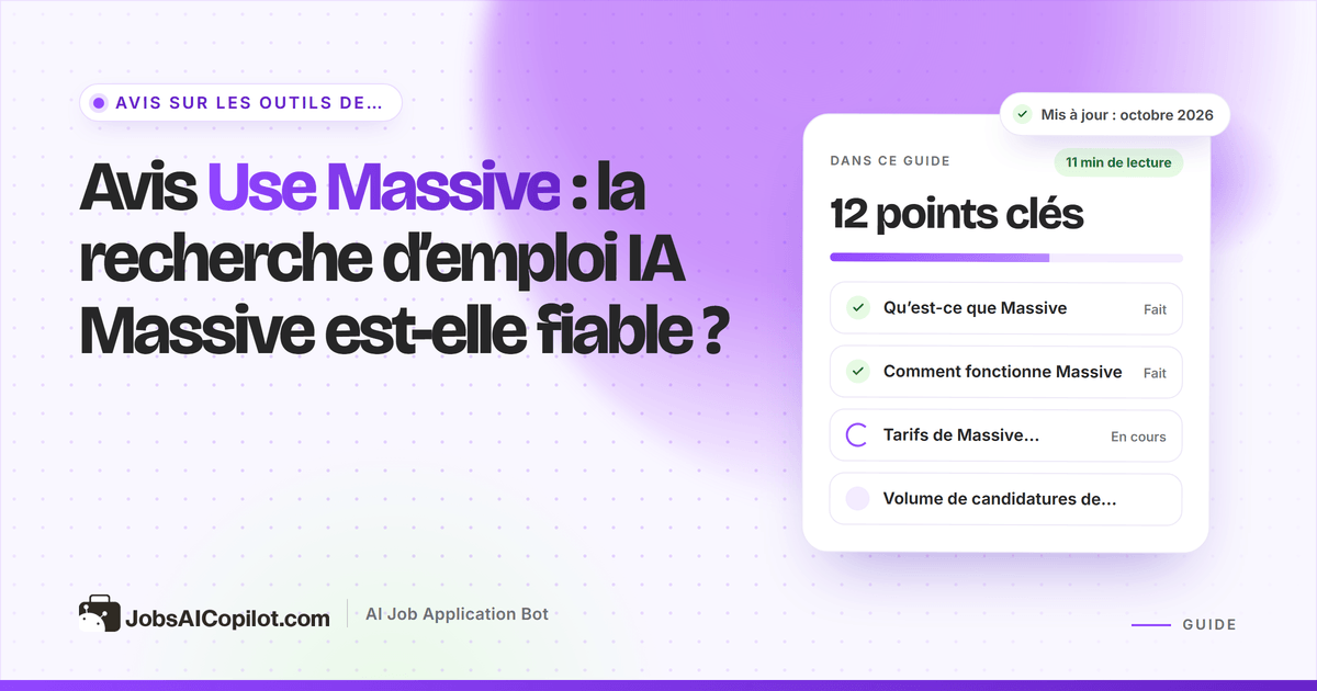 Avis Use Massive 2026 : fonctionnement du service de candidature IA Massive, son coût et les avis des utilisateurs