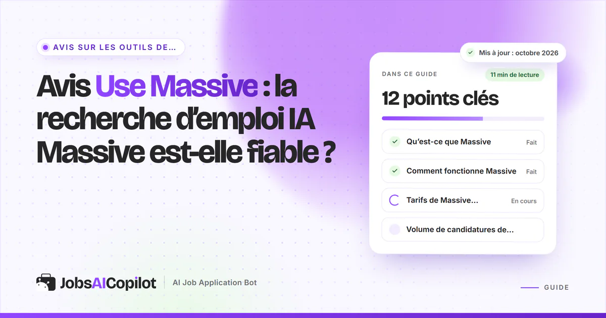 Avis Use Massive 2026 : fonctionnement du service de candidature IA Massive, son coût et les avis des utilisateurs