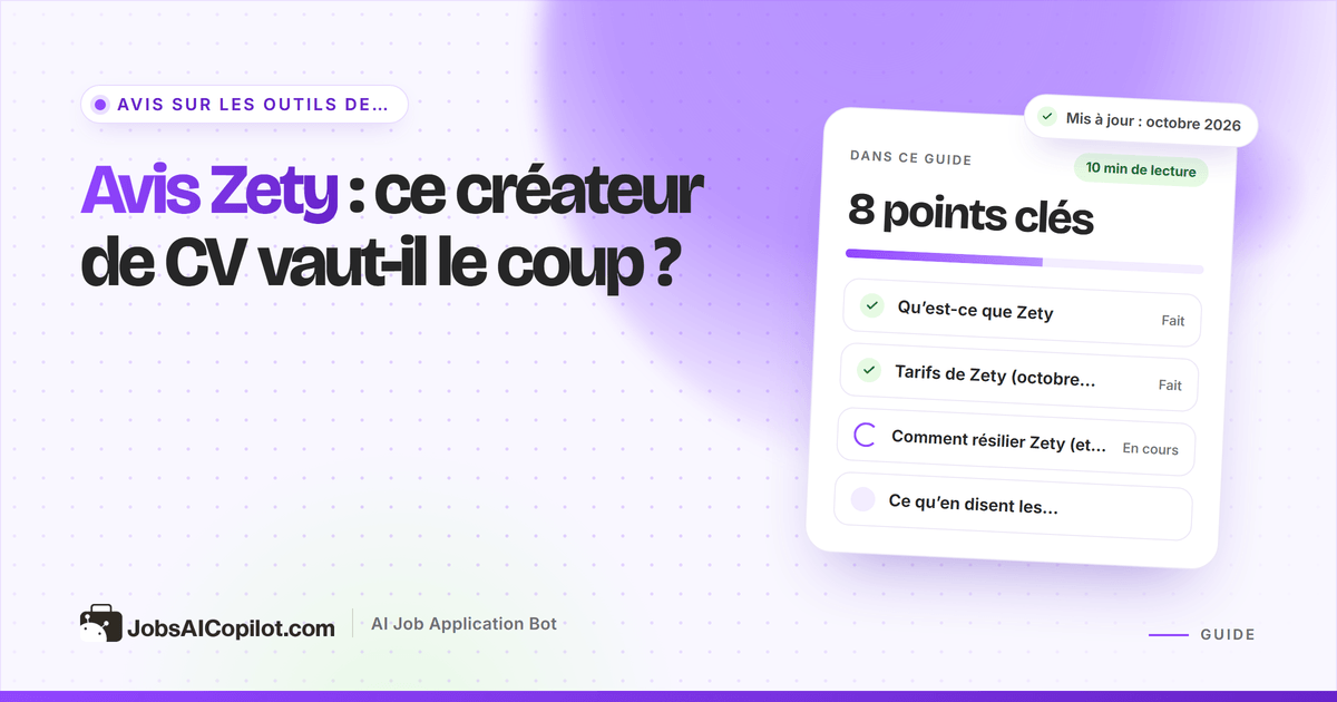 Avis Zety : fonctionnalités, tarifs et verdict sur ce créateur de CV