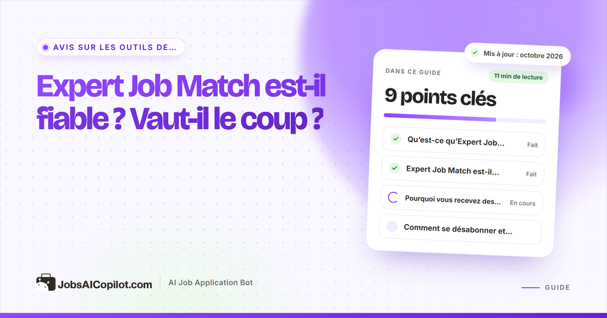 Expert Job Match est-il fiable ? Avis sur ExpertJobMatch.com, ses pratiques en matière de données et la désinscription
